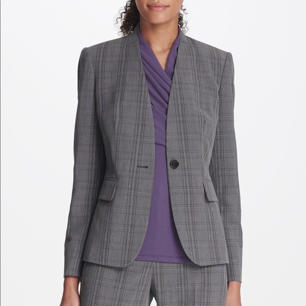 DKNY Women’s Plaid Suit Jacket Blazer